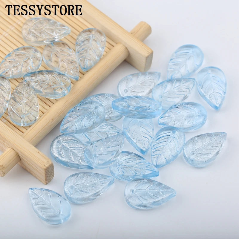 10pcs Small Leaf Shape Lampwork Beads Multi Gradient Color Glass Beads For Jewelry Making Handmade DIY Accessories