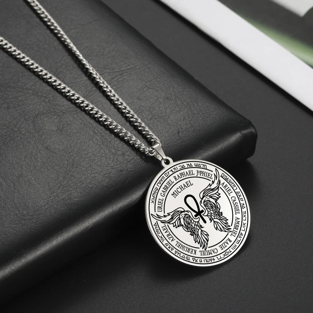 Colliers et pendentifs des 7 archanges de Dawapara, pentacle, amulette magique, protection porte-bonheur de la Saint-Michel, talisman surnaturel