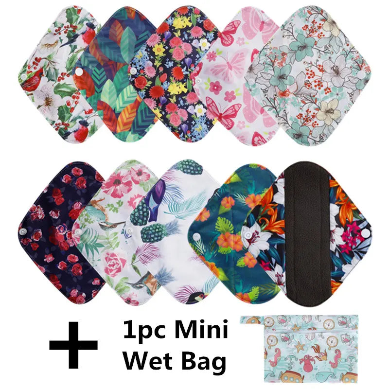 10pcs Reusable Waterproof Bamboo Fiber Pads Menstrual Cloth Sanitary Pads Feminine Maternity Hygiene Panty Liner