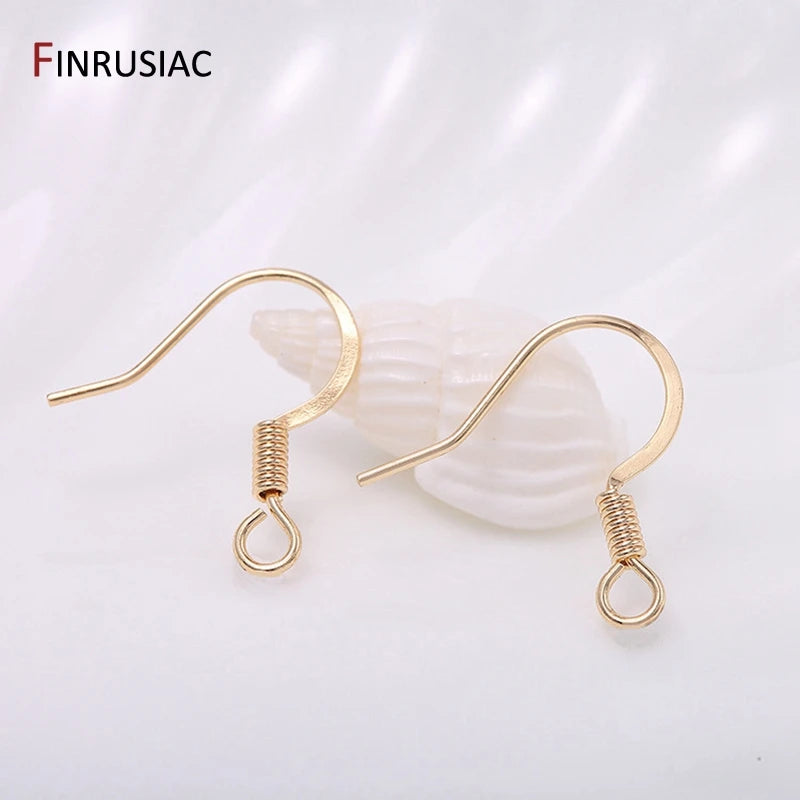 Crochets de boucles d'oreilles plaqués or 14 carats, en laiton de haute qualité, pour la fabrication de bijoux, vente en gros