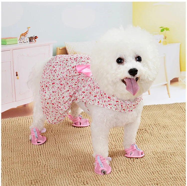 Robe d'été à nœud floral pour chien, tenue de mariage pour chihuahua, carlin, yorkshire, chiot, chat, vêtements pour petits chiens