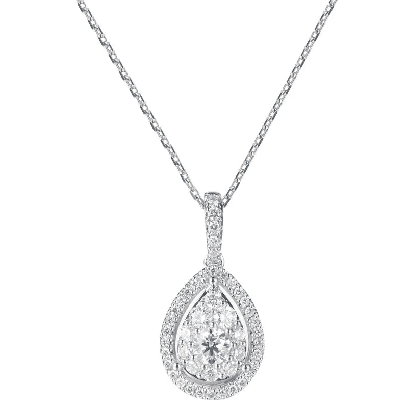 Huitan Water Drop Micro Paved CZ Delicate Pendant Necklace Women Jewelry Luxury Accessory for Engagement Party Dazzling Gifts