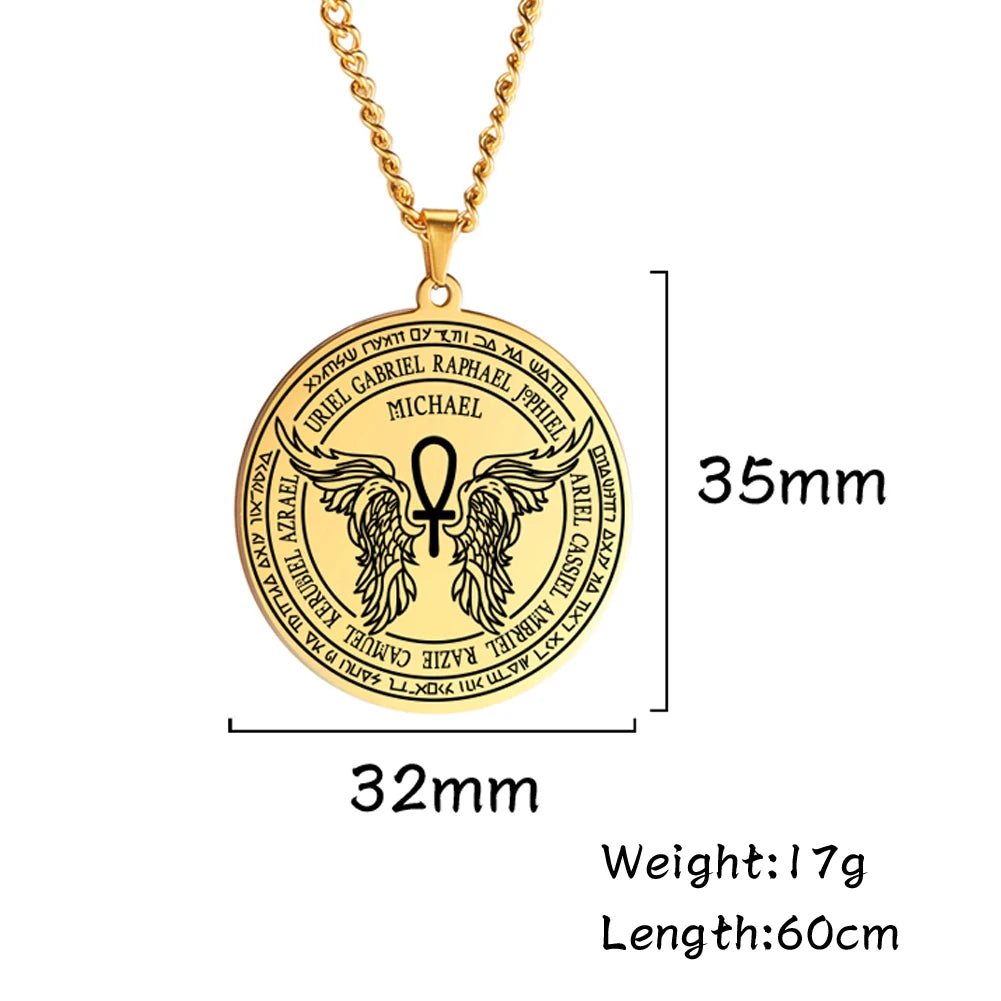 Colliers et pendentifs des 7 archanges de Dawapara, pentacle, amulette magique, protection porte-bonheur de la Saint-Michel, talisman surnaturel