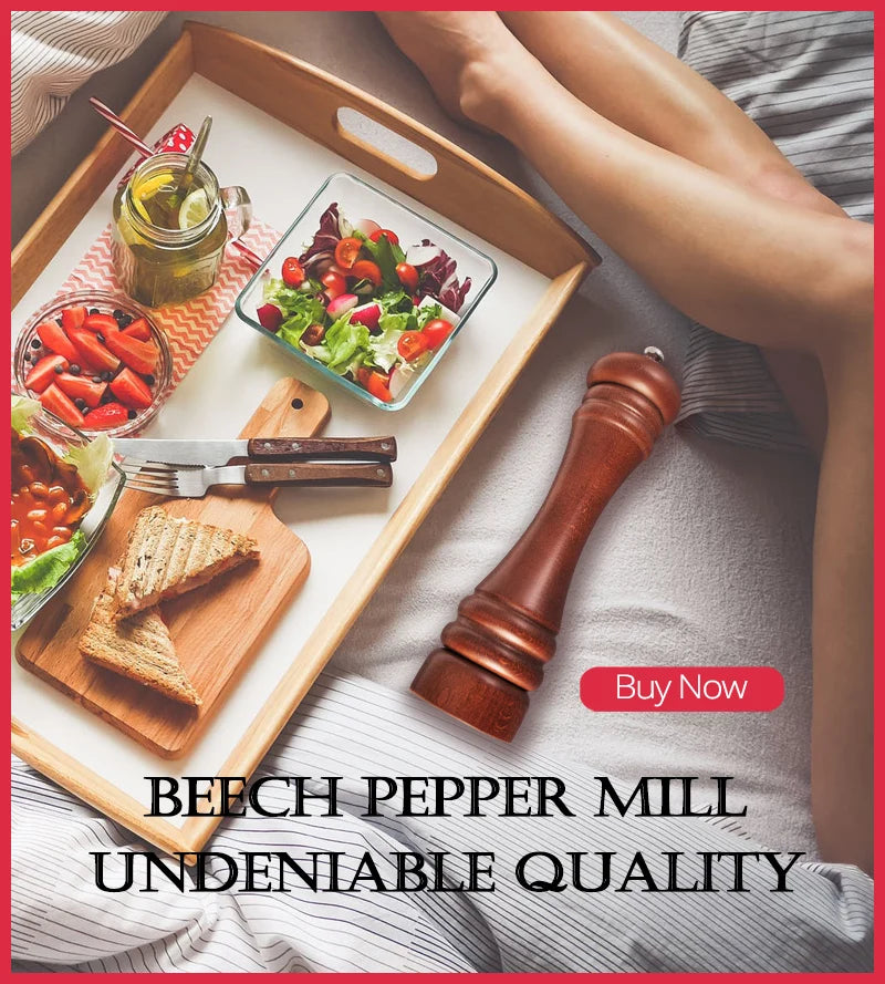 Salt and Pepper Mills, Solid Wood Pepper Mill with Strong Adjustable Ceramic Grinder 5" 8" 10" - Kitchen Tools by Leeseph