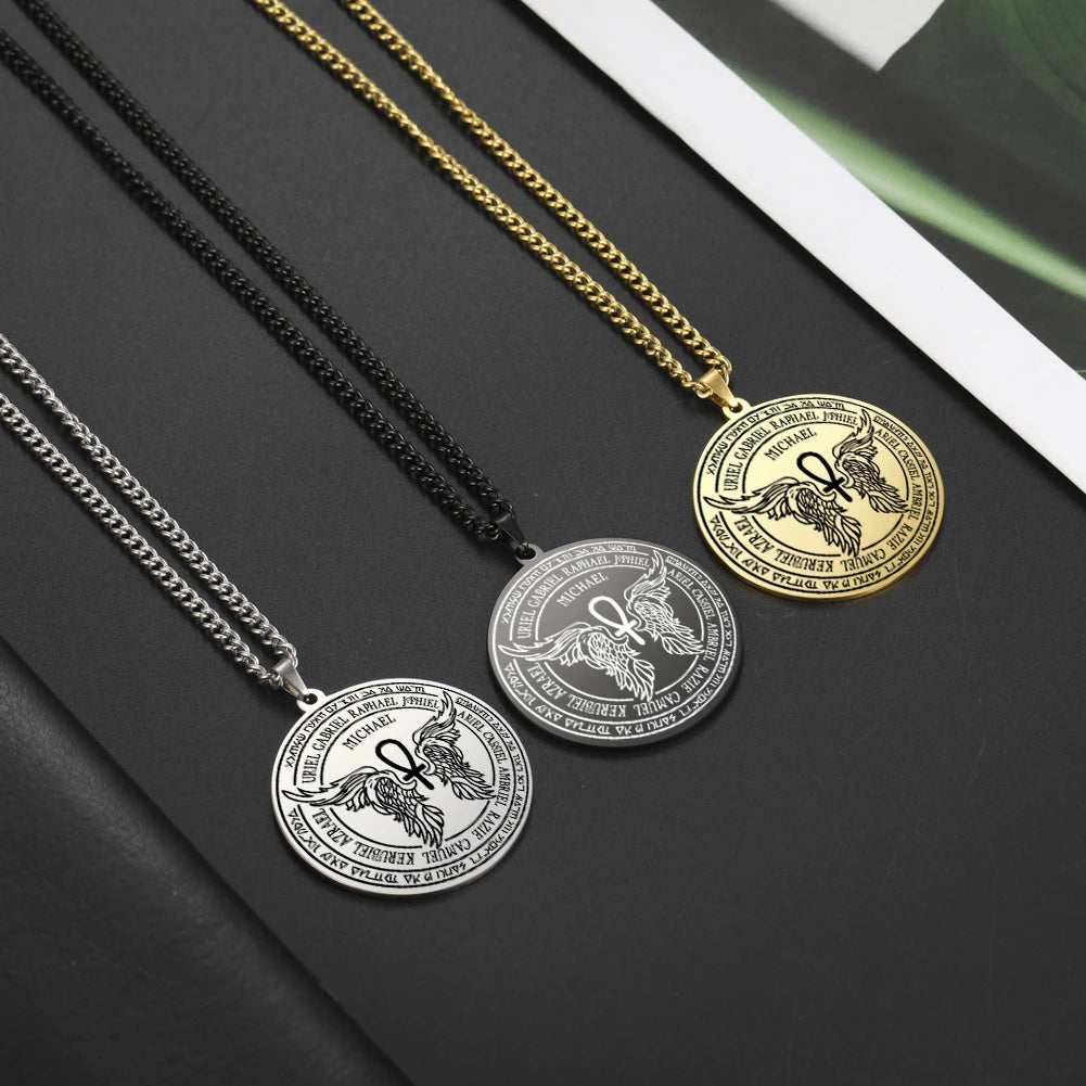 Colliers et pendentifs des 7 archanges de Dawapara, pentacle, amulette magique, protection porte-bonheur de la Saint-Michel, talisman surnaturel