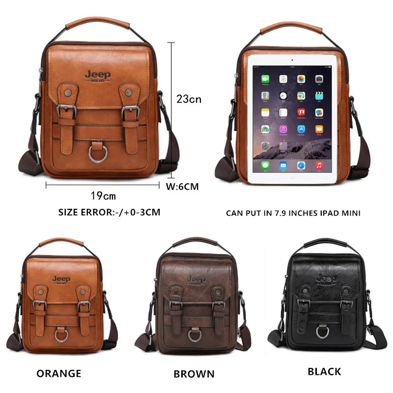 JEEP BULUO Sacs à main multifonctions pour hommes, nouveaux sacs à bandoulière pour hommes, sac messager en cuir de grande capacité, sac à bandoulière de grande marque