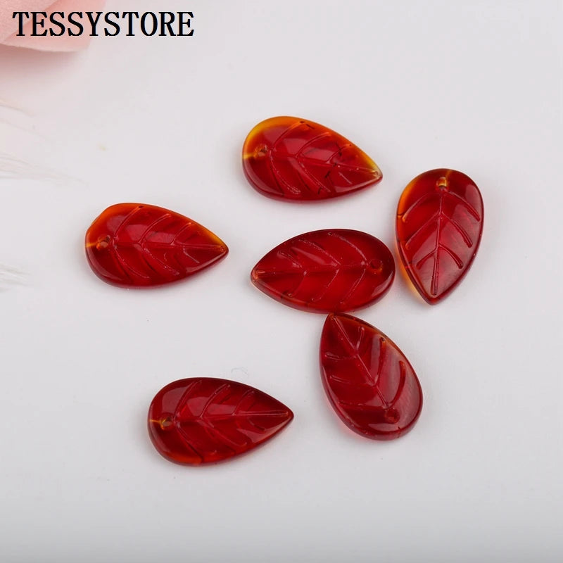 10pcs Small Leaf Shape Lampwork Beads Multi Gradient Color Glass Beads For Jewelry Making Handmade DIY Accessories