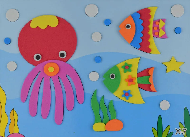 5 Sheets/Set EVA 3D Pasting Paper Children Handmade Materials Kids DIY Craft Toys Kindergarten Baby Puzzle Stereo Sticker