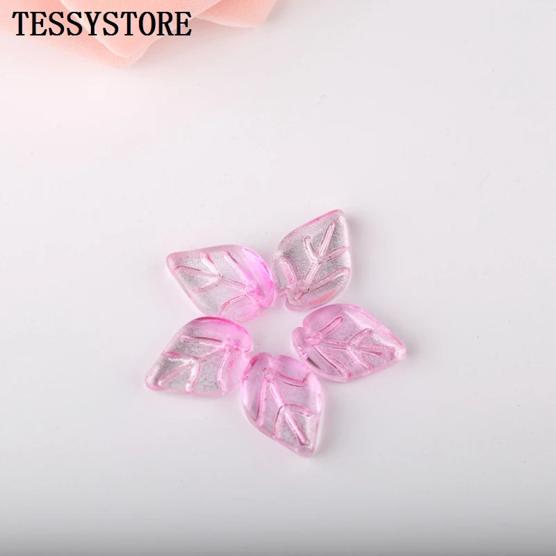 10pcs Small Leaf Shape Lampwork Beads Multi Gradient Color Glass Beads For Jewelry Making Handmade DIY Accessories