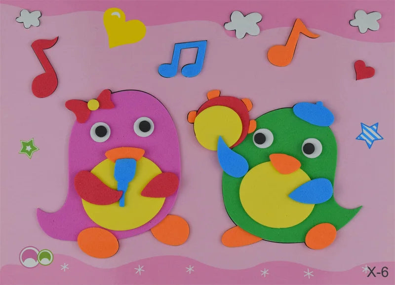 5 Sheets/Set EVA 3D Pasting Paper Children Handmade Materials Kids DIY Craft Toys Kindergarten Baby Puzzle Stereo Sticker