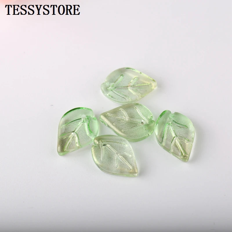10pcs Small Leaf Shape Lampwork Beads Multi Gradient Color Glass Beads For Jewelry Making Handmade DIY Accessories