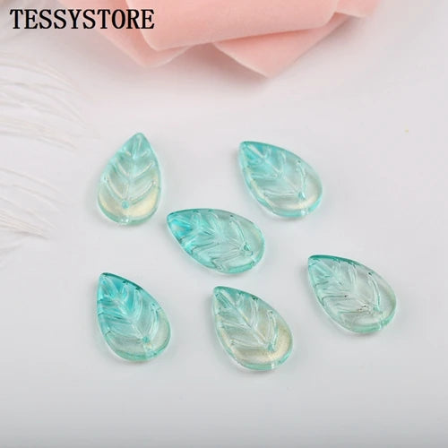 10pcs Small Leaf Shape Lampwork Beads Multi Gradient Color Glass Beads For Jewelry Making Handmade DIY Accessories