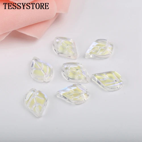 10pcs Small Leaf Shape Lampwork Beads Multi Gradient Color Glass Beads For Jewelry Making Handmade DIY Accessories