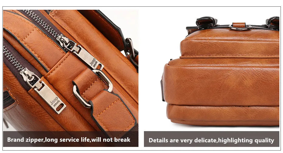 JEEP BULUO Sacs à main multifonctions pour hommes, nouveaux sacs à bandoulière pour hommes, sac messager en cuir de grande capacité, sac à bandoulière de grande marque