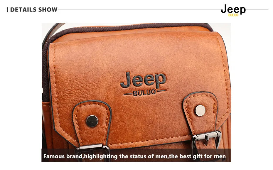 JEEP BULUO Sacs à main multifonctions pour hommes, nouveaux sacs à bandoulière pour hommes, sac messager en cuir de grande capacité, sac à bandoulière de grande marque