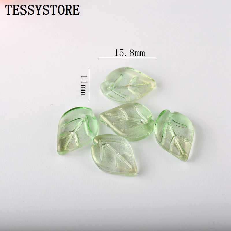 10pcs Small Leaf Shape Lampwork Beads Multi Gradient Color Glass Beads For Jewelry Making Handmade DIY Accessories