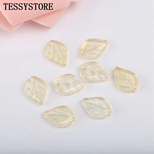 10pcs Small Leaf Shape Lampwork Beads Multi Gradient Color Glass Beads For Jewelry Making Handmade DIY Accessories