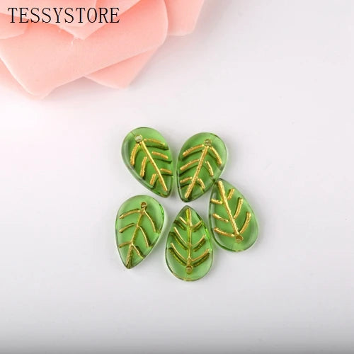 10pcs Small Leaf Shape Lampwork Beads Multi Gradient Color Glass Beads For Jewelry Making Handmade DIY Accessories