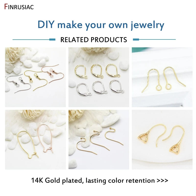 Crochets de boucles d'oreilles plaqués or 14 carats, en laiton de haute qualité, pour la fabrication de bijoux, vente en gros