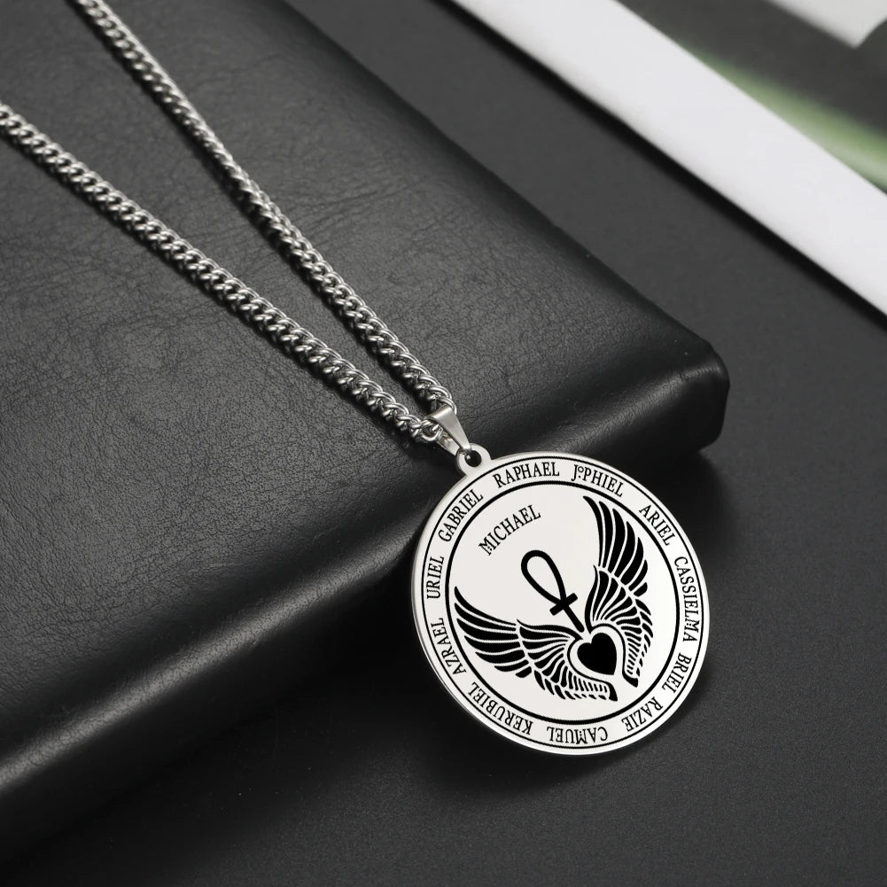 Colliers et pendentifs des 7 archanges de Dawapara, pentacle, amulette magique, protection porte-bonheur de la Saint-Michel, talisman surnaturel