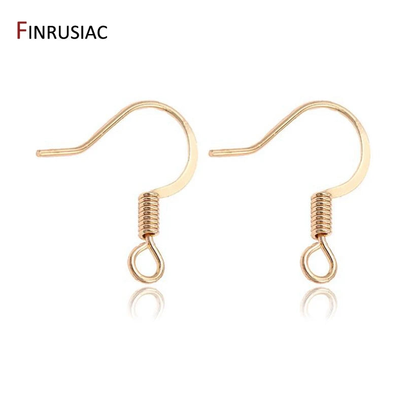 Crochets de boucles d'oreilles plaqués or 14 carats, en laiton de haute qualité, pour la fabrication de bijoux, vente en gros