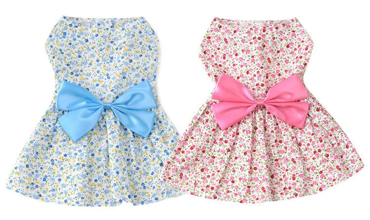 Robe d'été à nœud floral pour chien, tenue de mariage pour chihuahua, carlin, yorkshire, chiot, chat, vêtements pour petits chiens