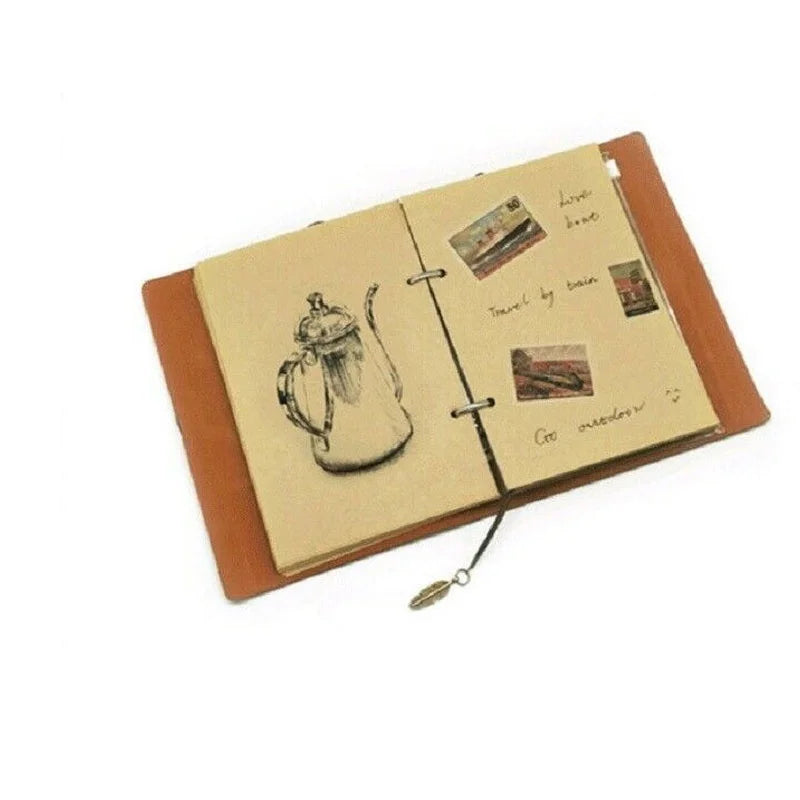 Carnet de notes vintage en cuir PU, planificateur créatif en papier kraft, carnet de croquis, agenda, carnet de notes, fournitures scolaires