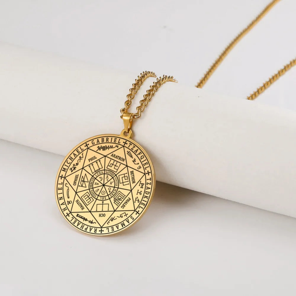 Colliers et pendentifs des 7 archanges de Dawapara, pentacle, amulette magique, protection porte-bonheur de la Saint-Michel, talisman surnaturel