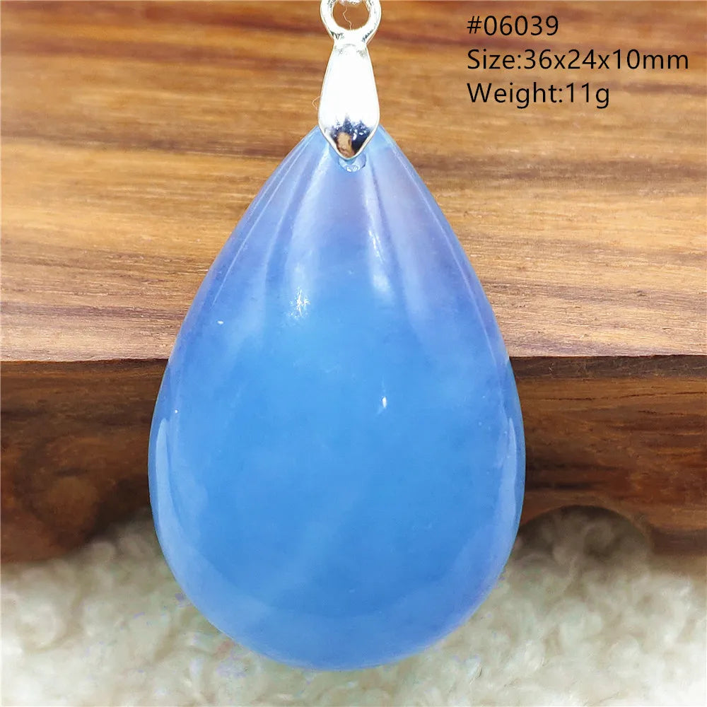 Natural Blue Aquamarine Pendant Clear Water Drop Women Men Brazil Aquamarine Crystal Necklace Jewelry AAAAA