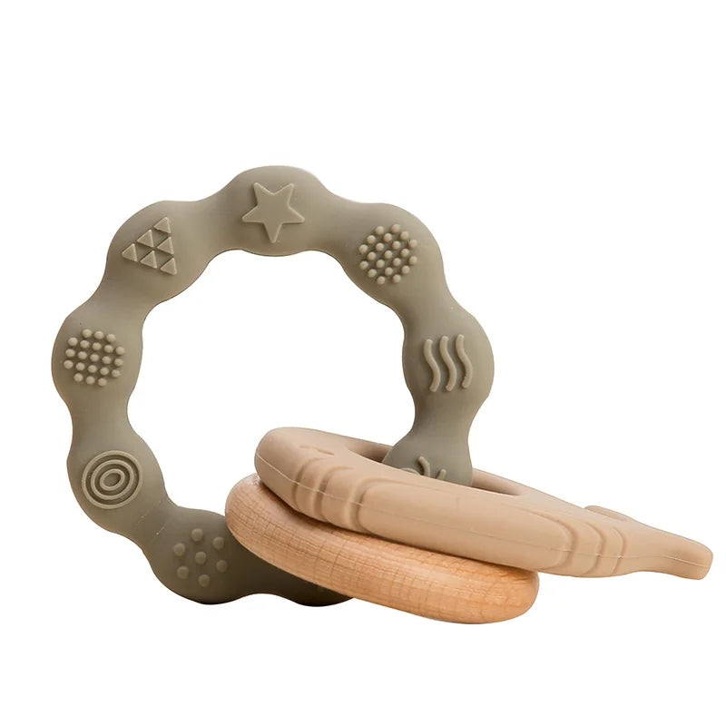 Anneau de dentition en silicone pour bébé, 1 pièce, hochet sans BPA, bracelet de qualité alimentaire, accessoires pour nouveau-né, jouets de dentition en silicone de dessin animé