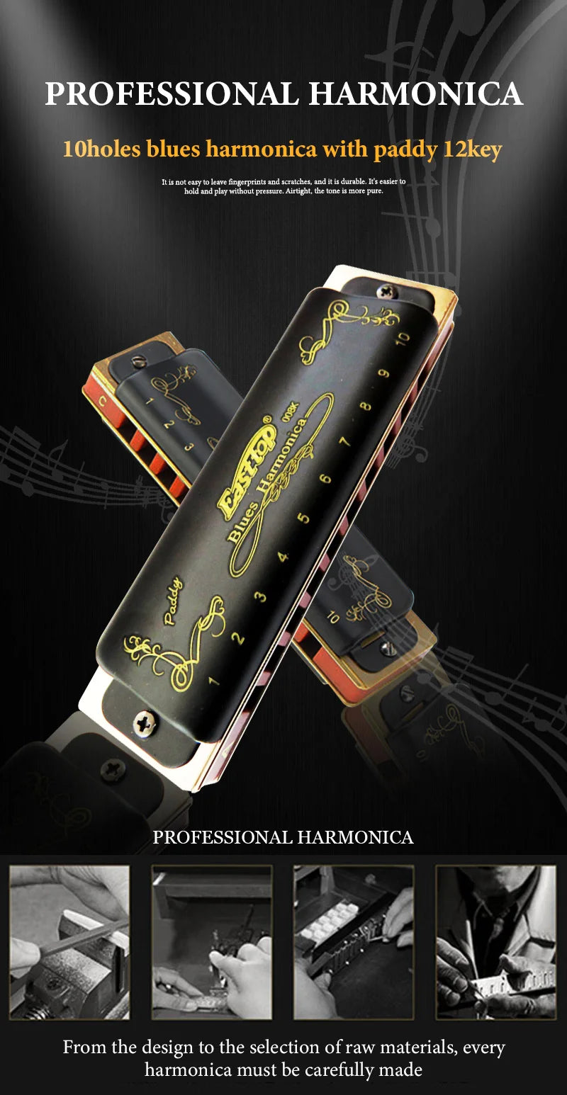 EASTTOP T008K key of C New blue color harmonica brass reedplates phosphor bronze reeds diatonic blues harp good harmonica