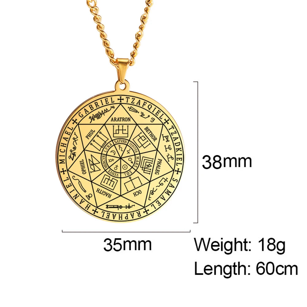 Colliers et pendentifs des 7 archanges de Dawapara, pentacle, amulette magique, protection porte-bonheur de la Saint-Michel, talisman surnaturel