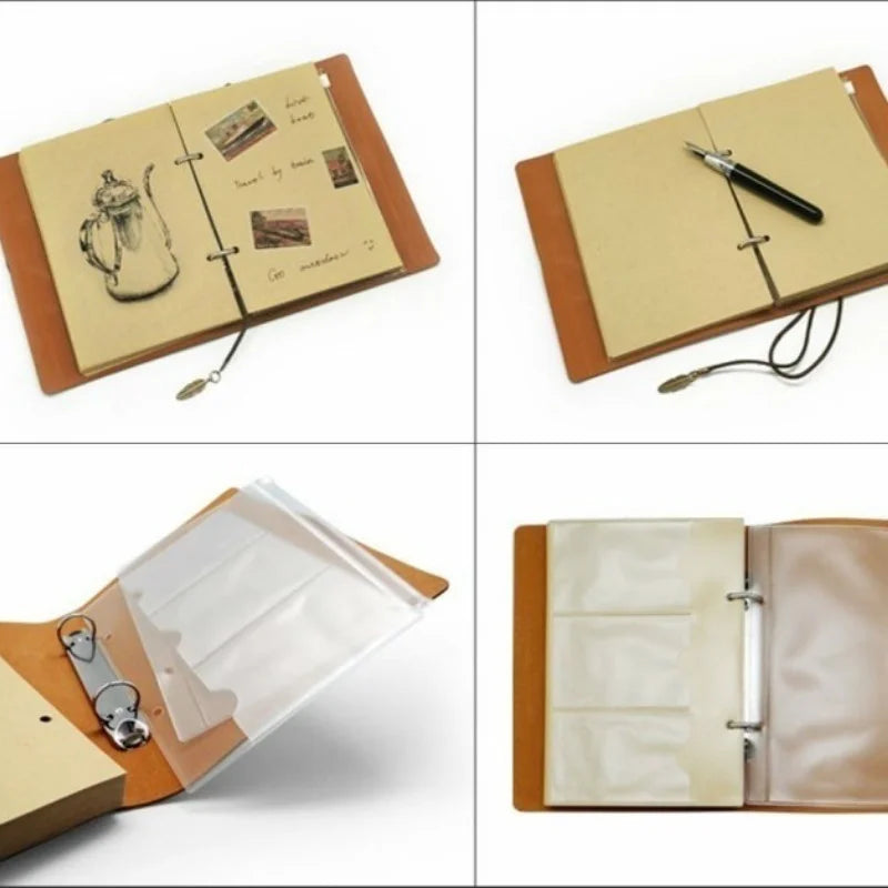 Carnet de notes vintage en cuir PU, planificateur créatif en papier kraft, carnet de croquis, agenda, carnet de notes, fournitures scolaires