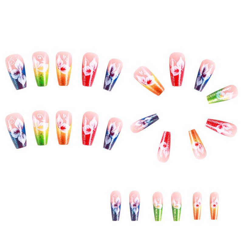 Medium-style Colorful Flowers Nail Tip Flashing Candy Wearable