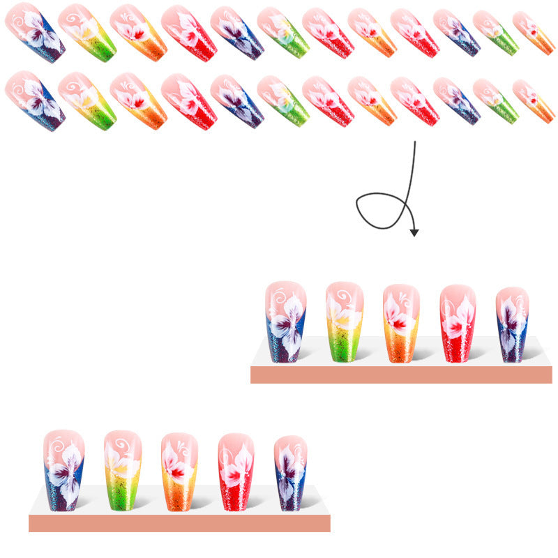 Medium-style Colorful Flowers Nail Tip Flashing Candy Wearable