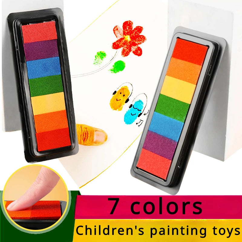 Kindergarten Creative Palm Finger Paint Ink Pad Diy Printing Station 7 Colours Kids Graffiti Finger Stamp Pad Stamp Drawing Toys