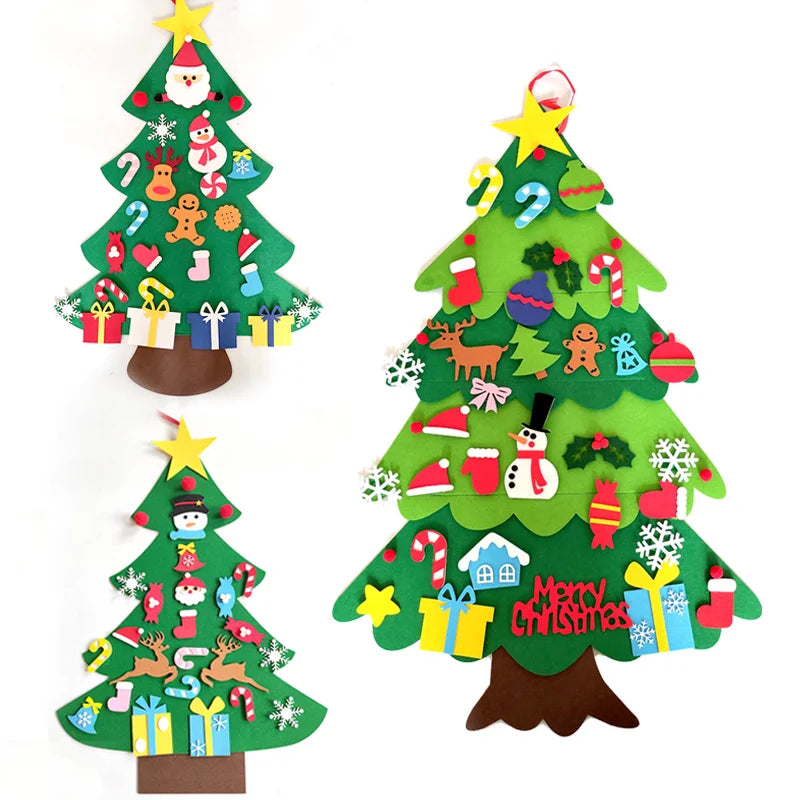 Felt Christmas Tree Gifts for Toddlers Kids with Led String Light, 3.2ft Wall Hanging DIY Xmas Tree 32 Ornaments Home Decoration