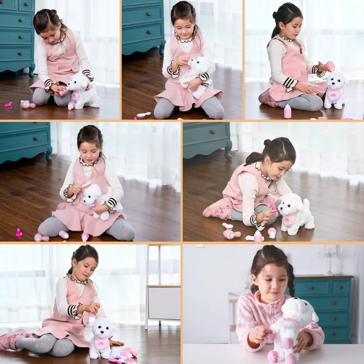 Jouet interactif électronique en peluche pour enfant, qui secoue la queue, fait semblant de s'habiller, chien en peluche qui aboie et marche avec laisse