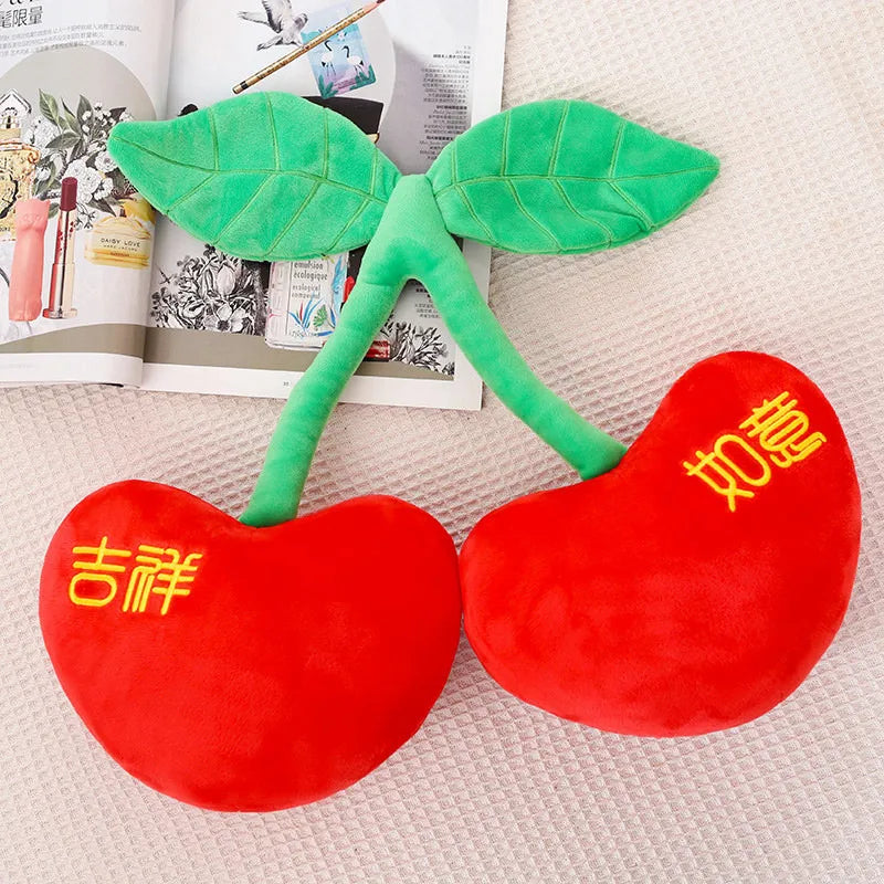 Peluche cerise dessin animé Kawaii, plantes en peluche, nourriture, cerise rouge, coussin, mignon, doux, jouets pour enfants, cadeau, décoration