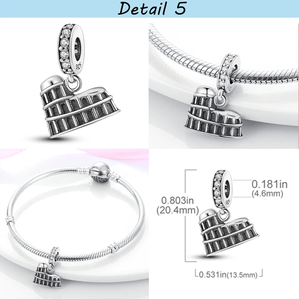 925 Sterling Silver Spots Series Charm Eiffel Tower Egypt Charms Pendant Fit MULA Original Sliver Bracelets DIY Jewelry Gifts