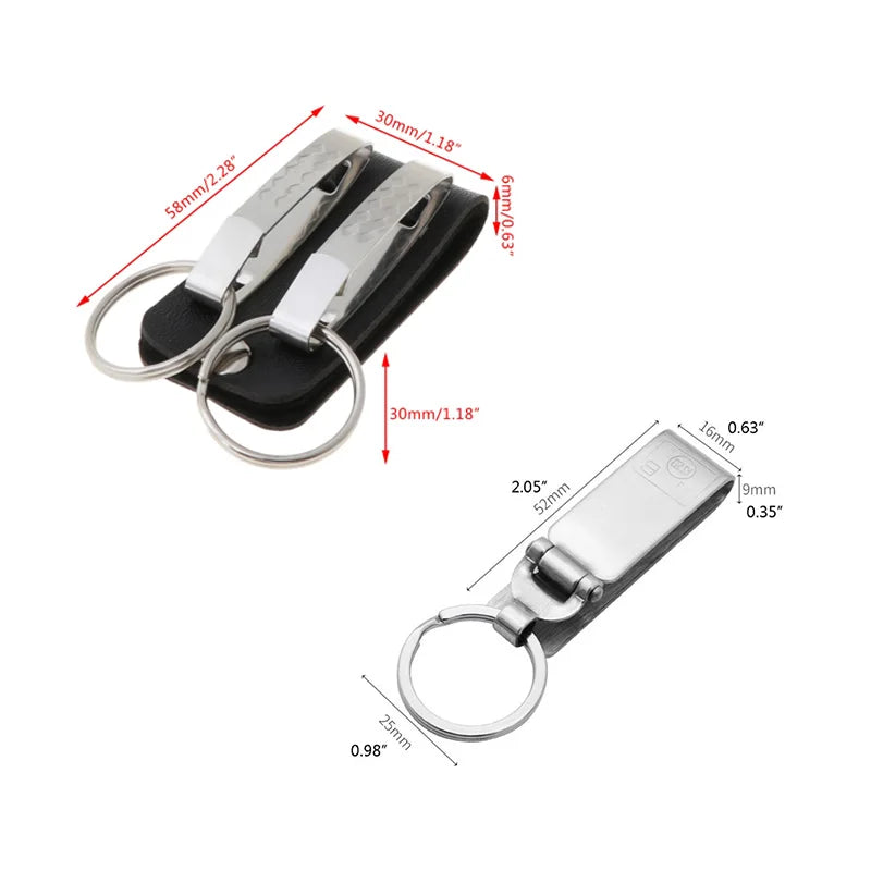 Stainless Steel Keyring Security Clip On Heavy Duty Belt for Key Clip Belt Keychain 2 Detachable Keyrings Belt for Key Holder