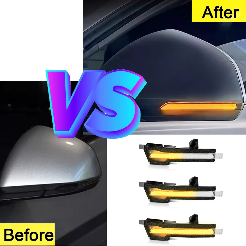 For Ford Mustang 2015-2021 Side Rear View Mirror LED Side Marker Turn Signal Repeat Blinker Lights Parking Dynamic Amber Lamp
