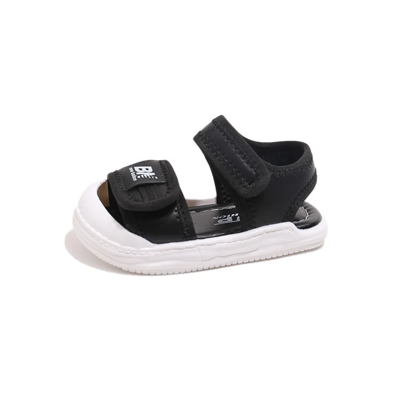 Sandales d'été antidérapantes pour bébés filles et garçons, chaussures plates à bout fermé pour tout-petits, chaussures de berceau, sandales d'extérieur pour nourrissons et enfants