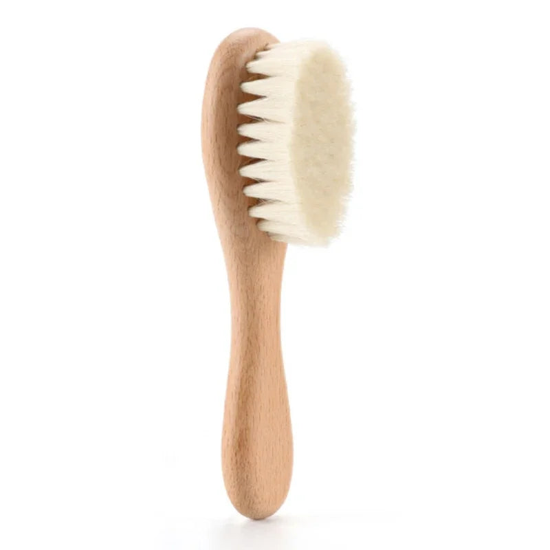 Brosse à cheveux en laine et bois pour nouveau-né, peigne pour bébé, masseur de tête portable, brosse de bain pour cheveux, nouveau