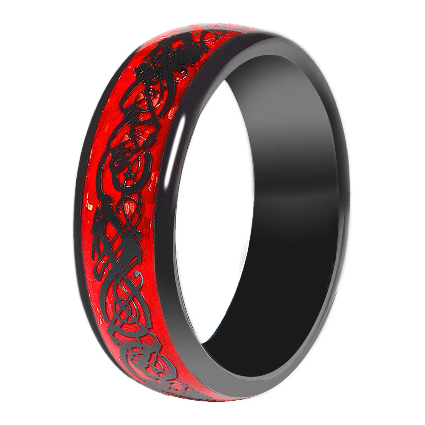 7MM Skull Carbon Fiber Band Epoxy CUID Chip Ring or Fashion Dragon Pattern Metal Band T5577 Chip Ceramic Finger Ring