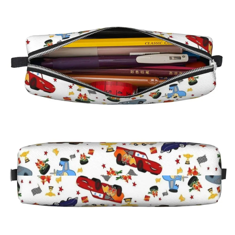Trousses à crayons courtes personnalisées à gros visage, voitures neuves, Lightning McQueen, trousses à crayons, stylos, sacs pour enfants, fournitures scolaires, papeterie à fermeture éclair
