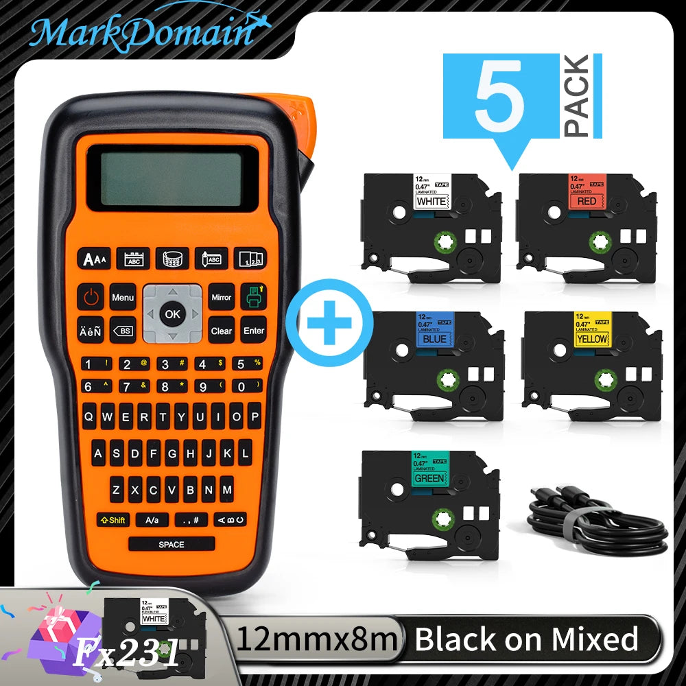 Imprimante portable E1000 Pro, étiqueteuse portable pour travaux d'étiquetage industriel, compatible avec le ruban d'étiquettes Brother TZe-231