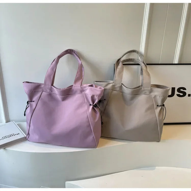 Sac fourre-tout décontracté de grande capacité, sac de voyage simple pour femme, grand sac à bandoulière, sacs à main esthétiques, sac fourre-tout à cordon