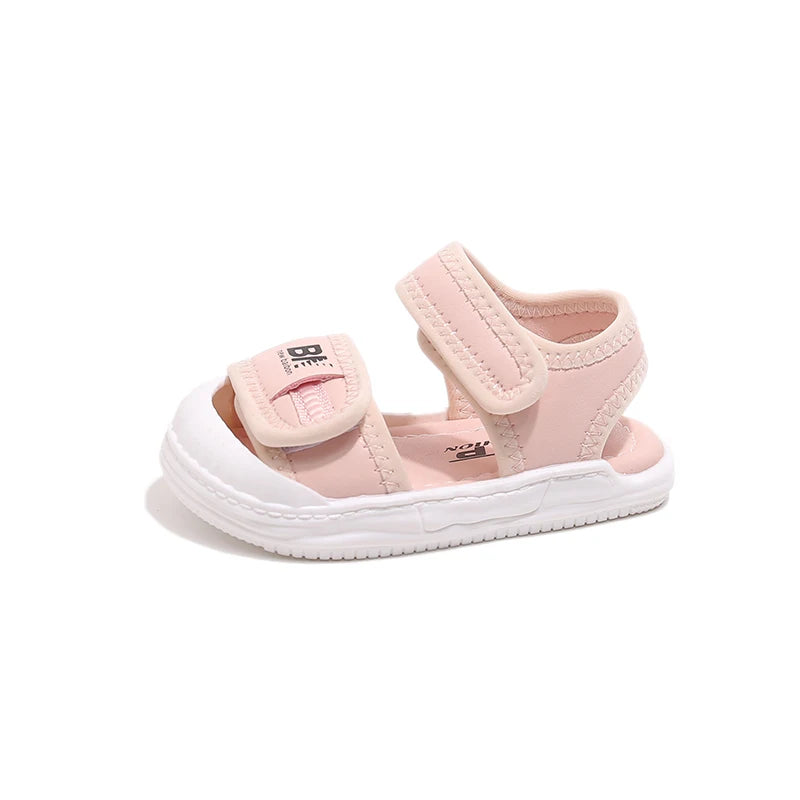 Sandales d'été antidérapantes pour bébés filles et garçons, chaussures plates à bout fermé pour tout-petits, chaussures de berceau, sandales d'extérieur pour nourrissons et enfants