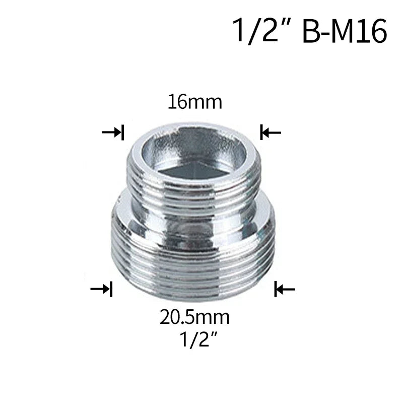 Water Faucet Coupler 1/2 To M16 M18 M20 M22 M24 M28 M32 Thread Connector Conversion Tap Adapter Fitting Bubbler Kitchen Bathroom